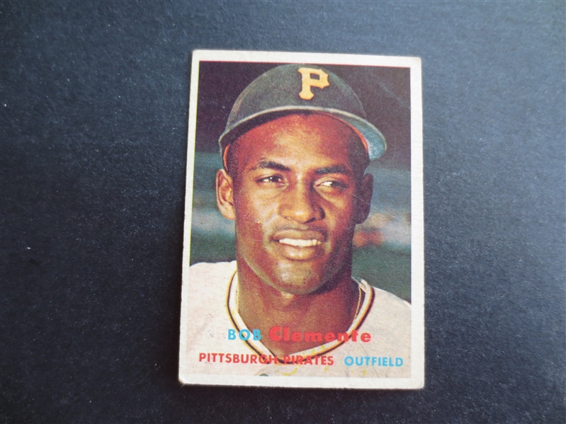 1957 Topps Roberto Clemente Baseball Card #76 in affordable condition