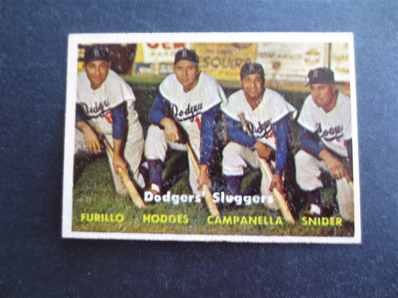 1957 Topps Dodgers' Sluggers Snider Hodges Campanella Baseball Card #400 in Great Shape