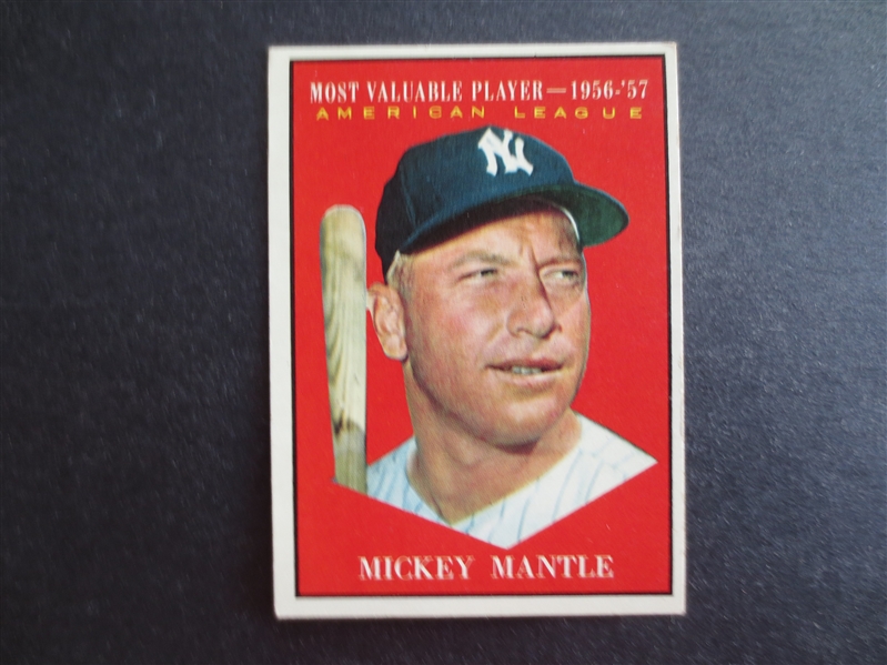 1961 Topps Mickey Mantle MVP Baseball Card #475 in Great Shape!