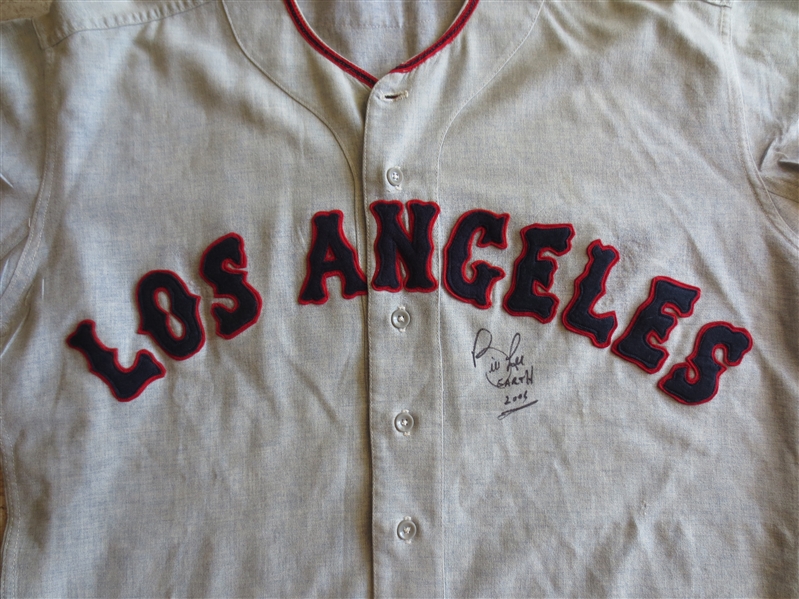 Autographed 1963 Bob Lee Los Angeles Angels Game Worn Used Road Baseball Jersey #48