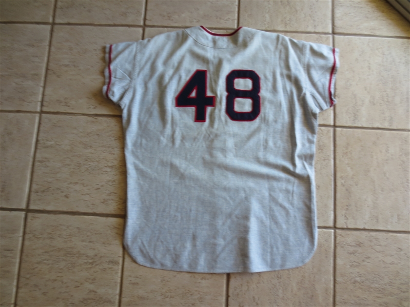 Autographed 1963 Bob Lee Los Angeles Angels Game Worn Used Road Baseball Jersey #48