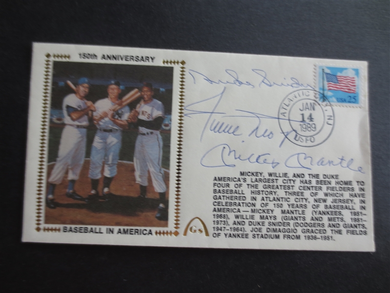 Autographed Mickey Mantle, Willie Mays, and Duke Snider Gateway Stamp Co. FDC   WOW!