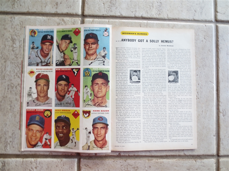 First Issue Ever of Sports Illustrated 8-16-54 with Baseball Card Insert in great shape!