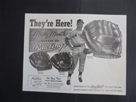 1950s Mickey Mantle Rawliings Baseball Glove Advertising Premium Broadside  RARE!