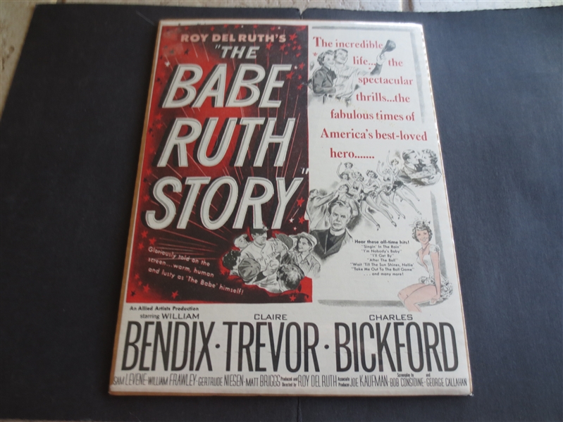 1948 The Babe Ruth Story Movie Advertisement Broadside Flier 12 x 9.5