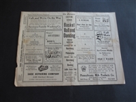 1921 Eastern League Pro Basketball Advertising Flier Playbill  Harrisburg vs. Philadelphia and Reading