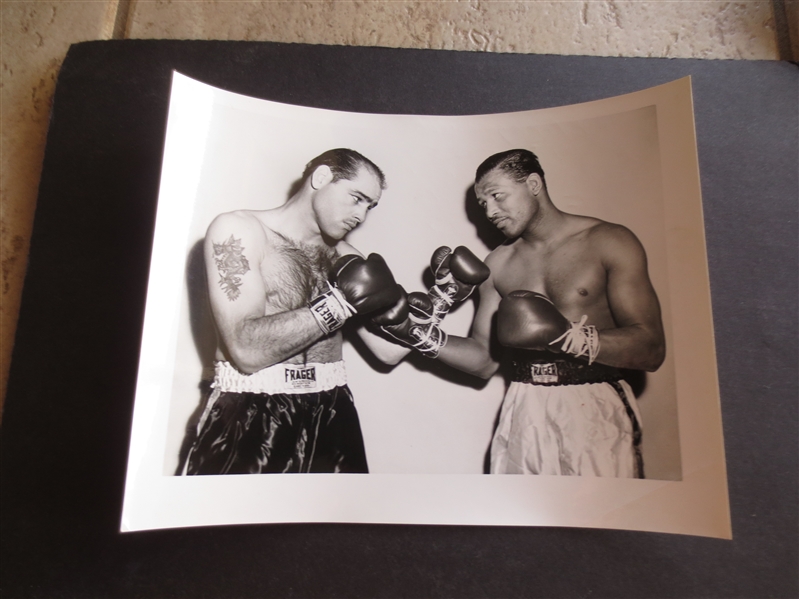 1955 Boxing Photo Shows Sugar Ray Robinson and Carl Bobo Square Off at Pre-fight