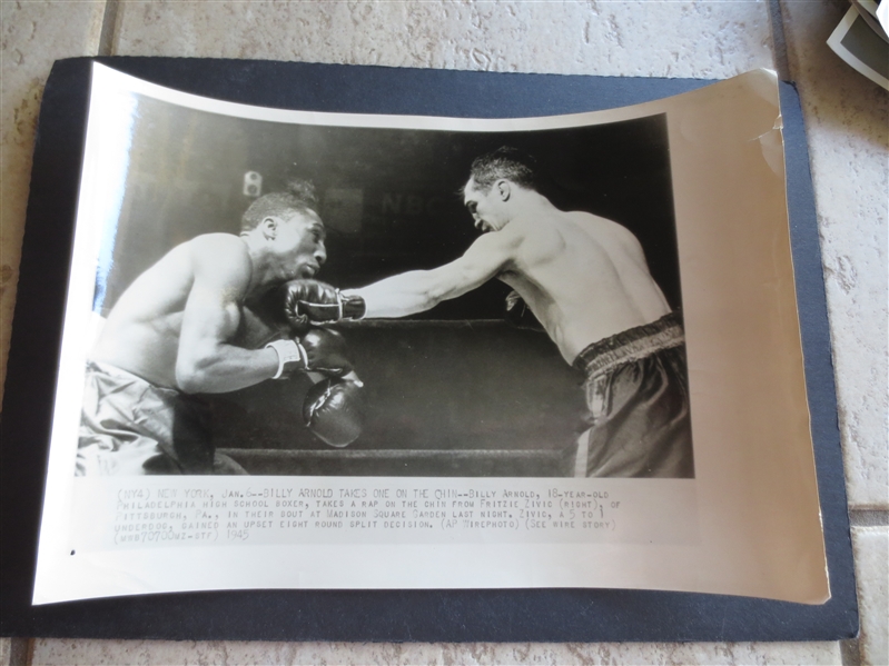 1945 Boxing AP Wirephoto PIctures Fritzie Zivic vs. Billy Arnold Fight at Madison Square Garden