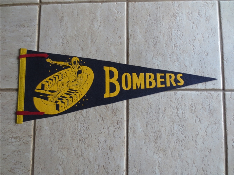 1950's-60's Bombers Roller Derby Soft Felt Pennant 33.5 in Great Shape!