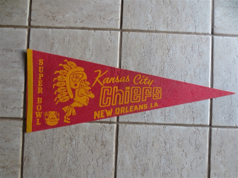 1970 Super Bowl 4 Kansas City Chiefs Football Pennant in Great Shape!  30 across