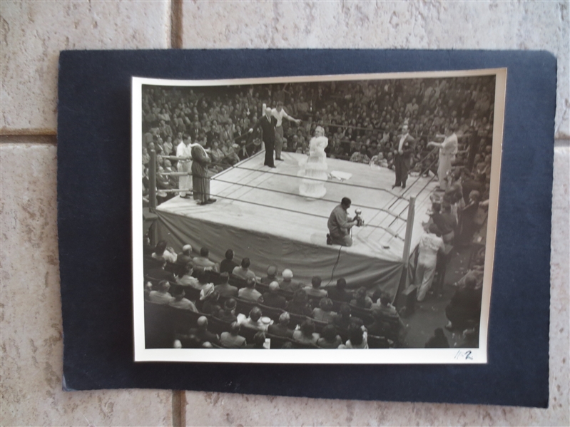 1940's Boxing Photo Picturing Woman in Center of the Ring