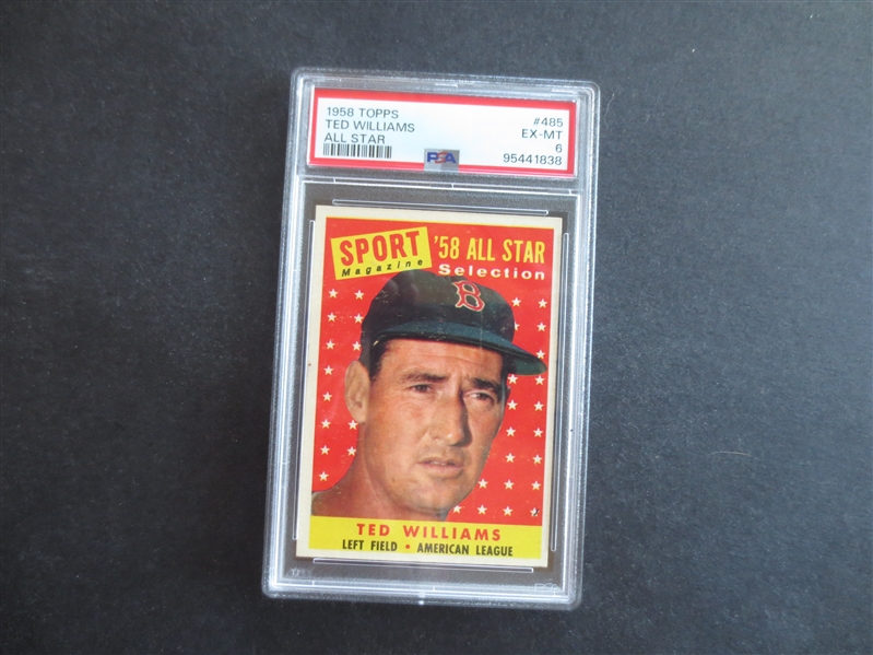 1958 Topps Ted Williams All Star PSA 6 EX-MT Baseball Card #485