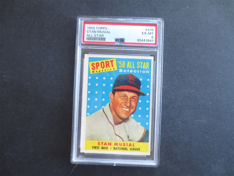 1958 Topps Stan Musial All Star PSA 6 EX-MT Baseball Card #476