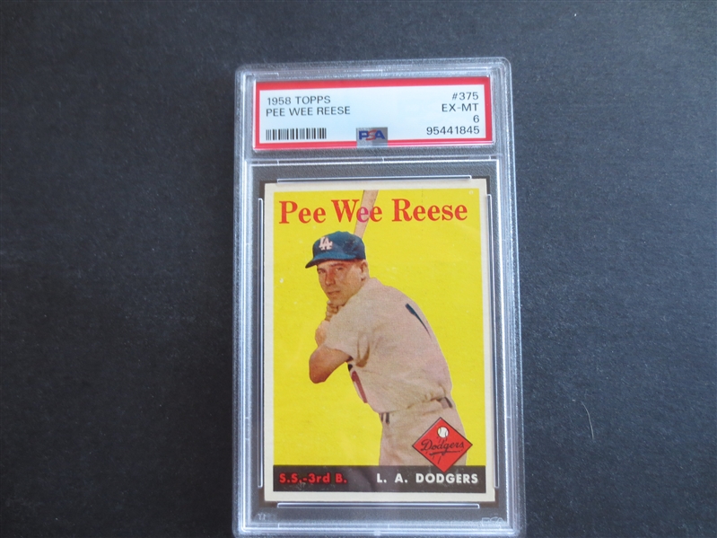 1958 Topps Pee Wee Reese PSA 6 EX-MT Baseball Card #375  Hall of Famer