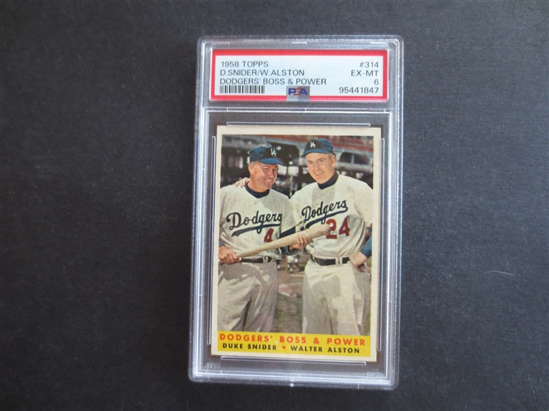 1958 Topps Boss & Power Alston/Snider PSA 6 EX-MT Baseball Card #314