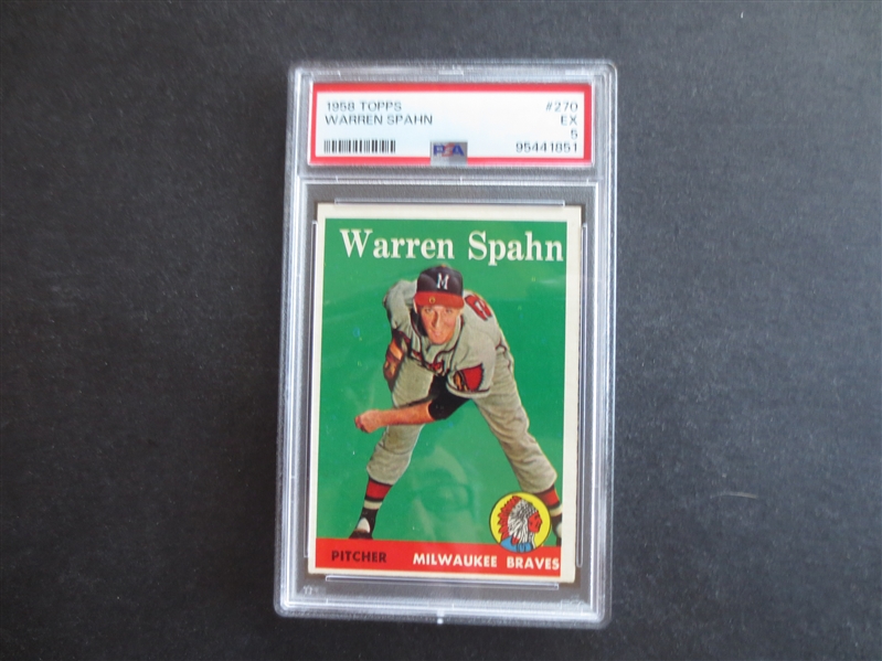 1958 Topps Warren Spahn PSA 5 EX Baseball Card #270