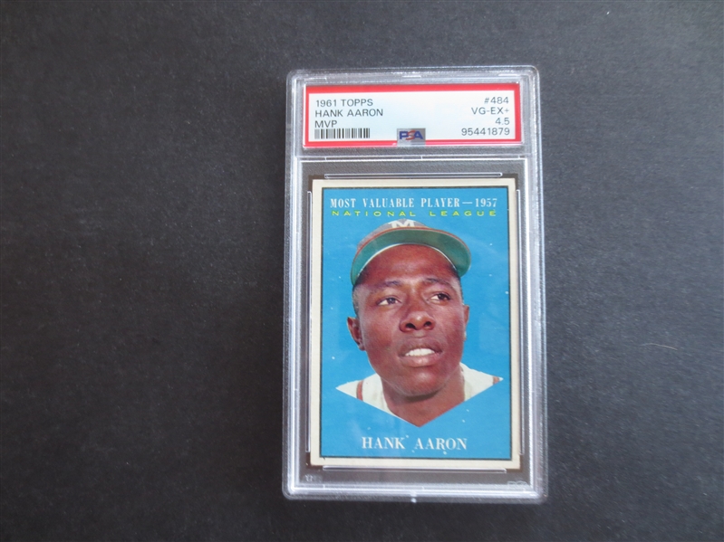 1961 Topps Hank Aaron MVP PSA 4.5 NO CREASES VG-EX+ Baseball Card #484