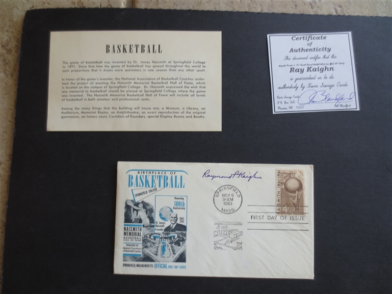 Autographed 1961 Raymond Kaighn First Day of Issue Hall of Fame Cache Envelope with Cert. from Kevin Savage Cards