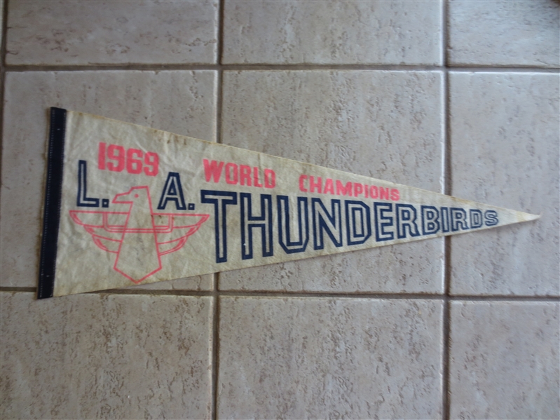 1969 Los Angeles Thunderbirds World Champions Roller Derby Full Size Pennant  tough to find