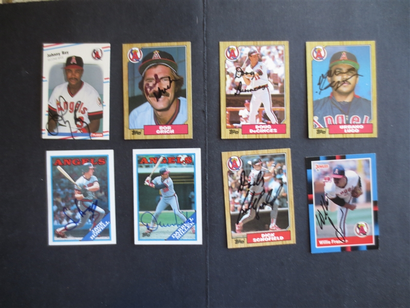 (8) different Autographed California Angels Baseball Cards  LOOK!