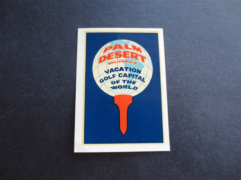 1960's (?) Palm Desert, California Golf Vacation Golf Capital of the World  Decal Advertising