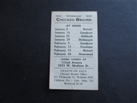 1941 Chicago Bruins NBL Pro Basketball Pocket Schedule RARE!