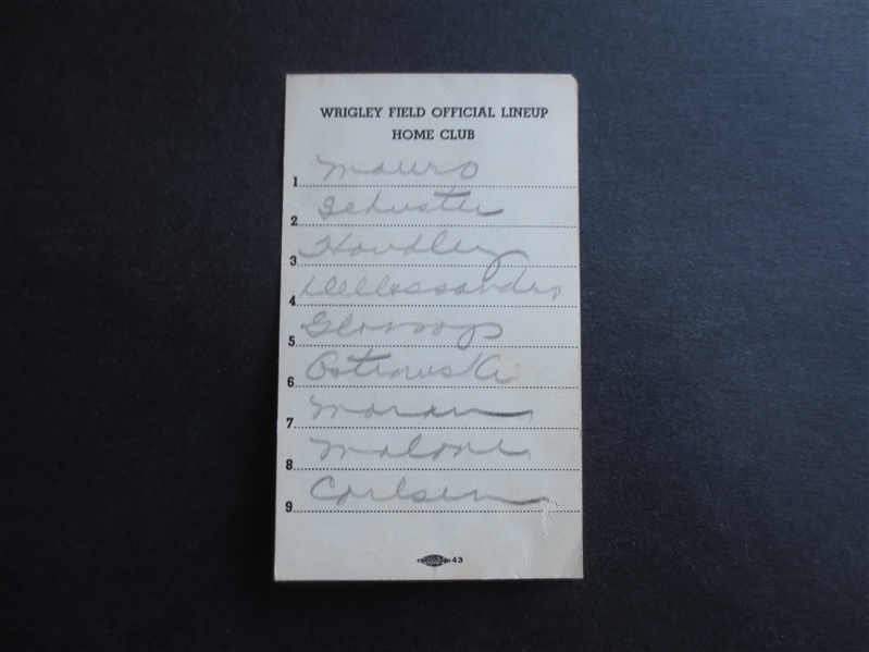 Autographed 1949 Los Angeles Angels PCL Baseball Line Up Card Signed by Manager Bill Kelly