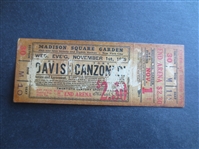 1939 Al "Bummy" Davis (Jewish) vs. Tony Canzonini Full Boxing Ticket at MSG ---Murder and Jewish Mafia