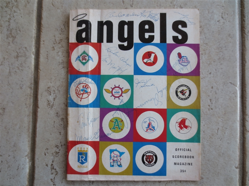 Autographed 1969 New York Yankees at California Angels Scored Baseball Program with 18 Signatures