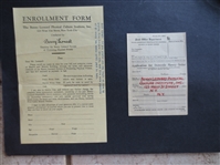 1920s Benny Leonard Boxing School Enrollment Forms---Jewish Hall of Famer  RARE!