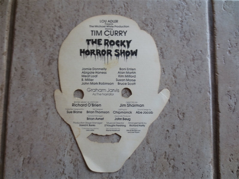 Tim Curry Rocky Horror Picture Show Souvenir Program Mask--- Stage Production Tour at Famous Roxy in Los Angeles  Unusual!