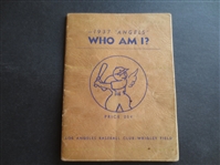 1937 Los Angeles Angels PCL "Who Am I" Yearbook Booklet with Jigger Statz  RARE!