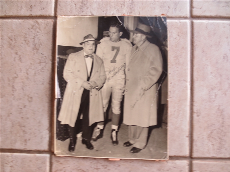 Autographed (?) Original 1940's Photo of Football Hall of Famers Bob Waterfield and Coach George Trafton