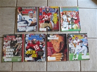 (7) different Sports Illustrated Magazines with Football Covers: Joe Montana, Troy Aikman, Jerry Rice, and Dan Marino