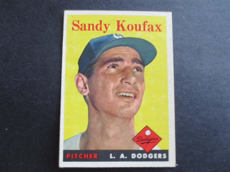 1958 Topps Sandy Koufax Baseball Card #187 in Great Shape!