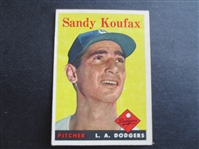 1958 Topps Sandy Koufax Baseball Card #187 in Great Shape!