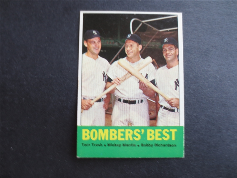 1963 Topps Bombers' Best Mickey Mantle Baseball Card #173 in Great Shape!