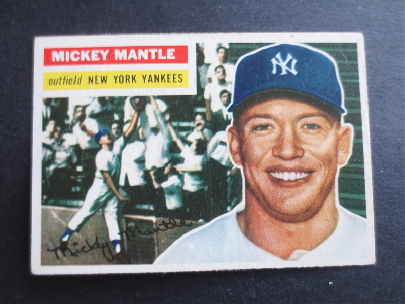 1956 Topps Mickey Mantle Baseball Card #135 in nice shape but I see a light crease