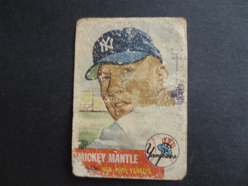 1953 Topps Mickey Mantle Baseball Card #82 in affordable condition!