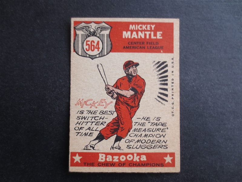 1959 Topps Mickey Mantle Sporting News All Star Baseball Card #564 in Very Nice Shape!