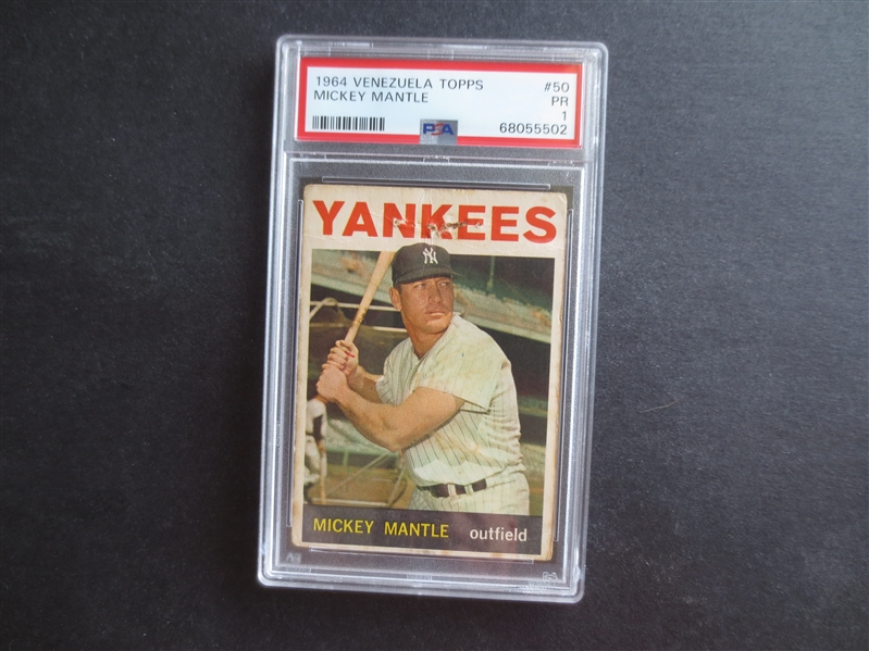 1964 Venezuela Topps Mickey Mantle PSA 1 POOR Baseball Card #50 RARE!