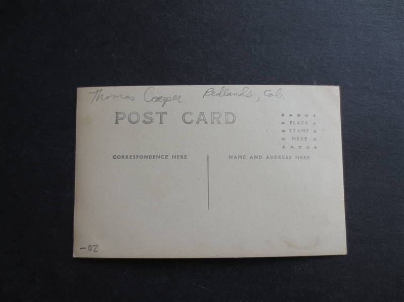1900-10 Thomas Cooper University of Redlands College Football Postcard