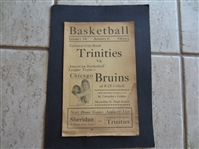January 24, 1930 Chicago Bruins of the ABL at National City Bank Trinities Basketball Program Scorecard  with HOF PLAYERS