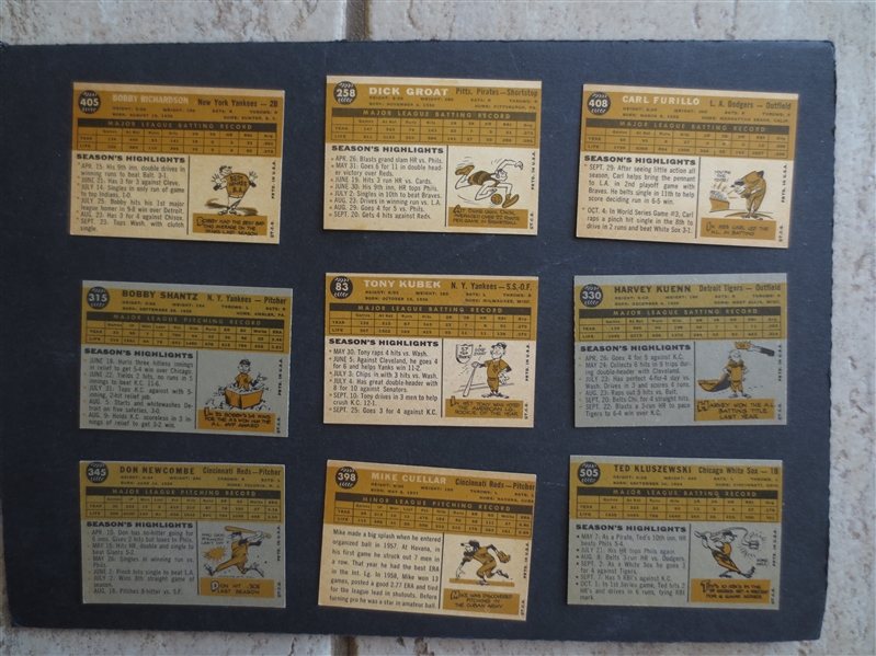 (379) different 1960 Topps Baseball Cards in Great Shape with STARS --- 66% of the Complete Set!        JZ