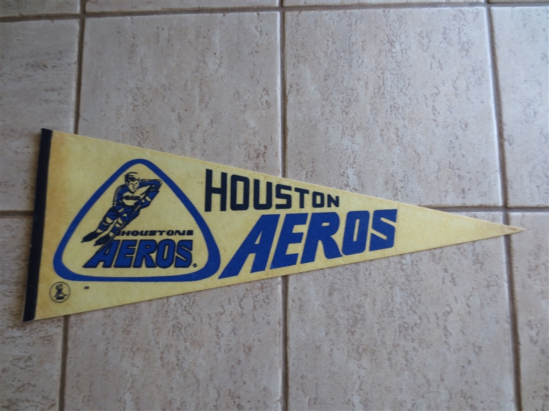 1970's Houston Aeros WHA World Hockey Association Full Size Pennant 30