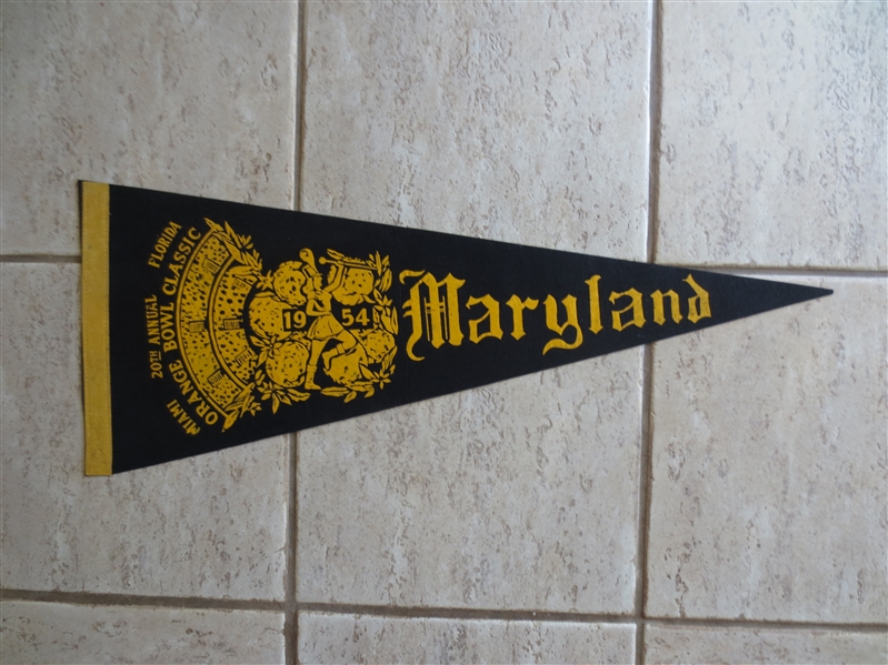 1954 Orange Bowl Classic Football Soft Felt Pennant University of Maryland  WOW!