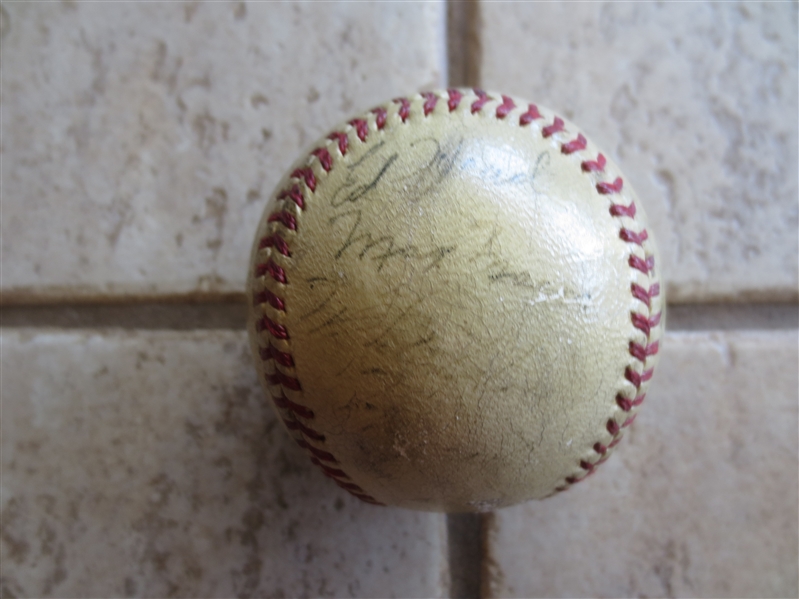 Autographed 1942 Brooklyn Dodgers Team Baseball with 19 signatures including Pee Wee Reese, Reiser, Arky Vaughan, Medwick, Herman, Camilli and more     6