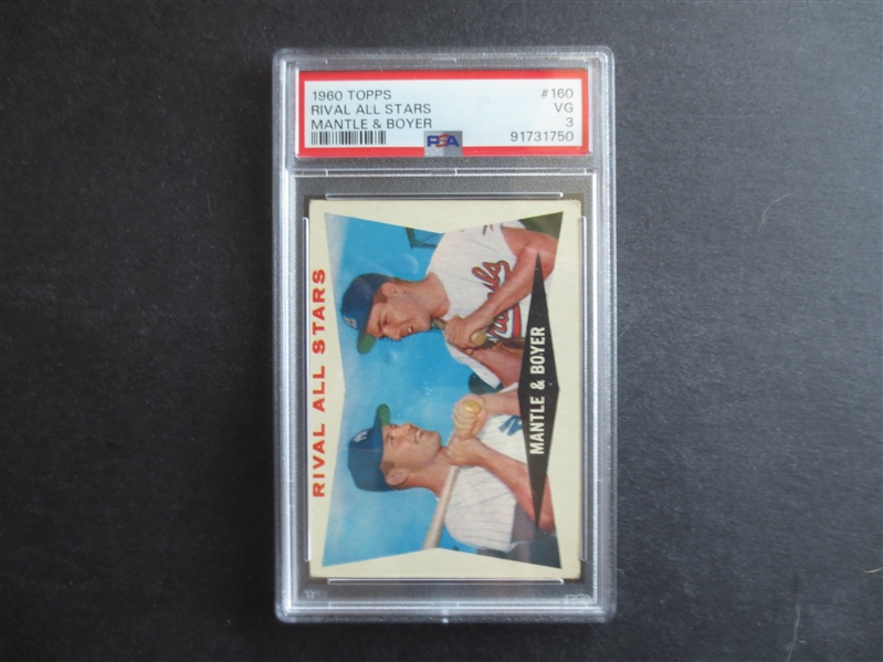 1960 Topps Rival All Stars Mantle/Boyer PSA 3 VG Baseball Card #160