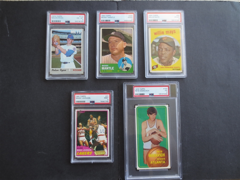 DEALER/COLLECTOR MONSTER CARD LOT---Mostly Baseball Cards---over 3000 cards including 400+ of PSA & Raw HOFers