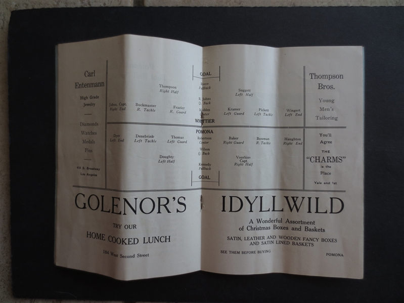 1921 Whittier College at Pomona College Football Program